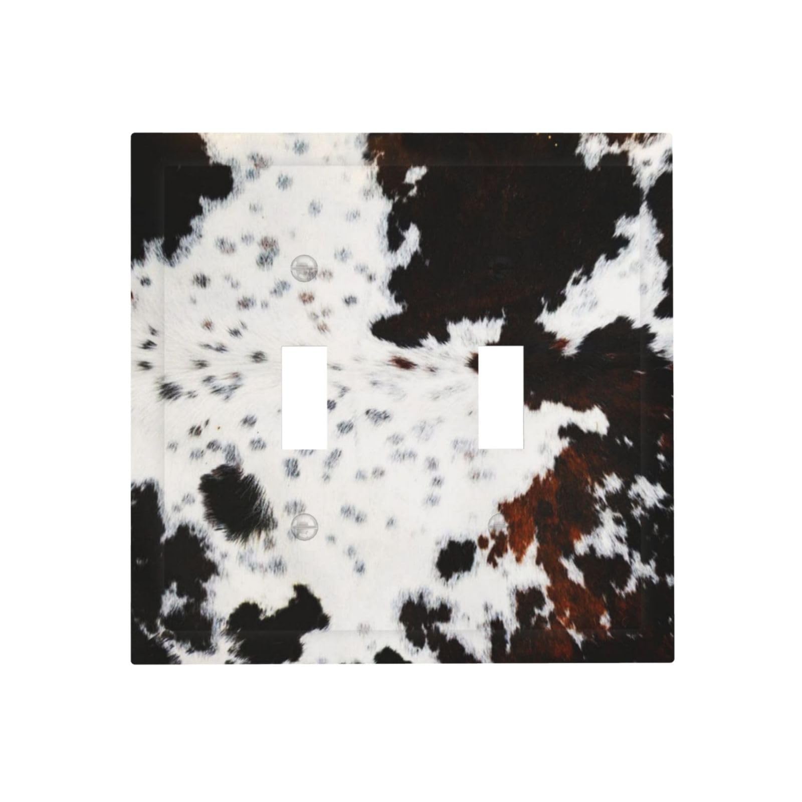 Decorative 2 Gang Double Toggle Light Switch Cover Western Black White Brown Cow Highland Cowhide Wild Animal Fur Skin Spots Cheetah Leopard Print