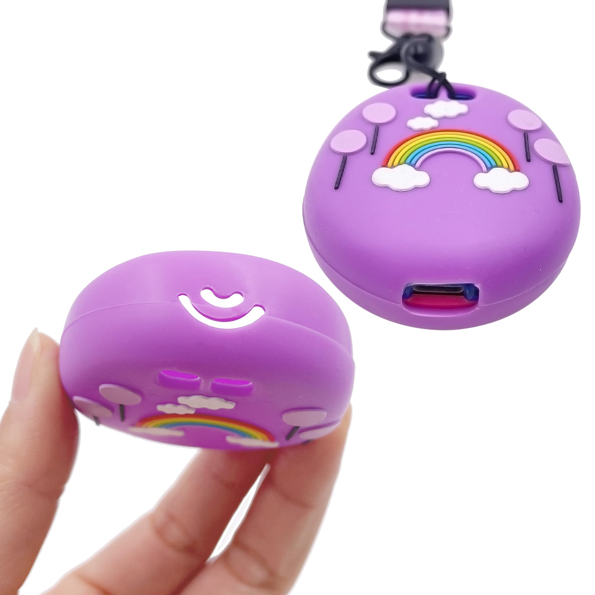 Xcivi Silicone Case Cover, Lanyard and Screen Protector Film for Tamagotchi Uni Virtual Interactive Pet Game Machine (Purple)