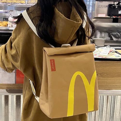 Jbiuvbty Classic Funny Retro Paper Bag Large Capacity Backpack Cute Personalized Shoulder Crossbody Bag Casual Canvas Backpack Notebook Bag thumb #4