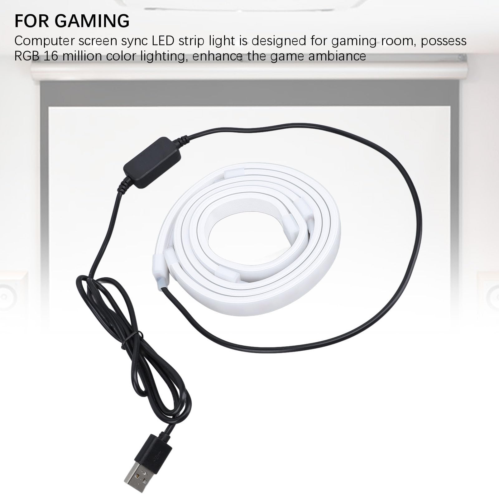Fockety Luces de Cuerda de Neón, Pantalla LED de Pantalla de Computadora, Sincronización de 5V RGB 54 LEDS RGB LED SPARE LED, 3 Modos de Iluminación Tira de Luz Ambiental para Pantalla