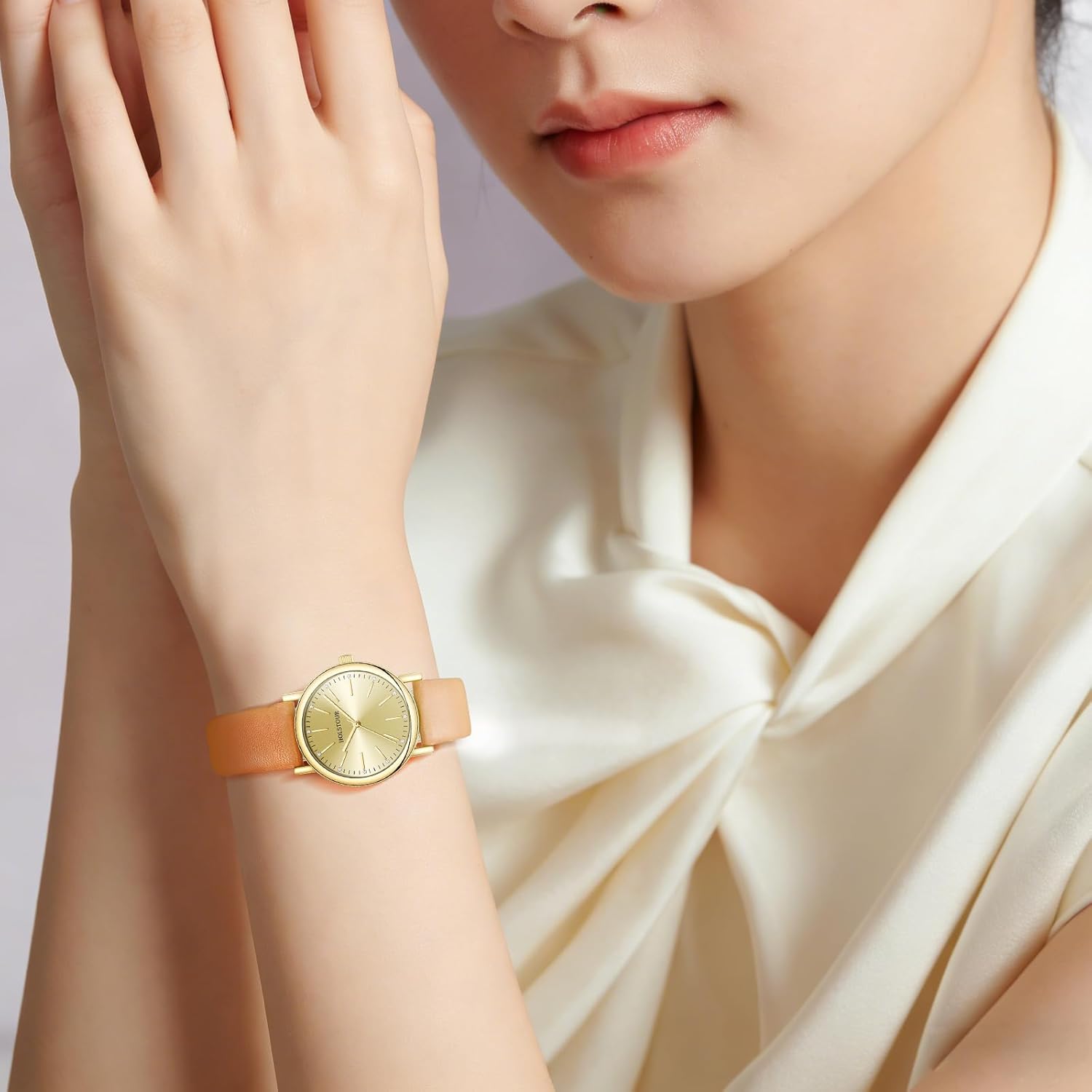 Watches for Women Crystal Accented Fashion Watch with Leather Band Gifts for Women - Image 7