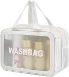 DAPOWER Sac de toilette de voyage pour les femmes et les hommes, Sac de toilettes translucides mat avec poignée manuelle, Sac d'organisateur cosmétique maquillage pour accessoires de toilettes de voyage (Noir-XL)