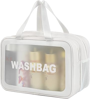 DAPOWER Travel Toiletry Bag for Women and Men, Matte Translucent Toiletry Bag with Handy Handle, Makeup Cosmetic Organizer...