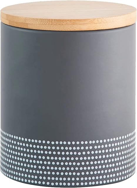 Typhoon Monochrome Medium Airtight Storage Container with Bamboo Lid, Stainless Steel, Grey