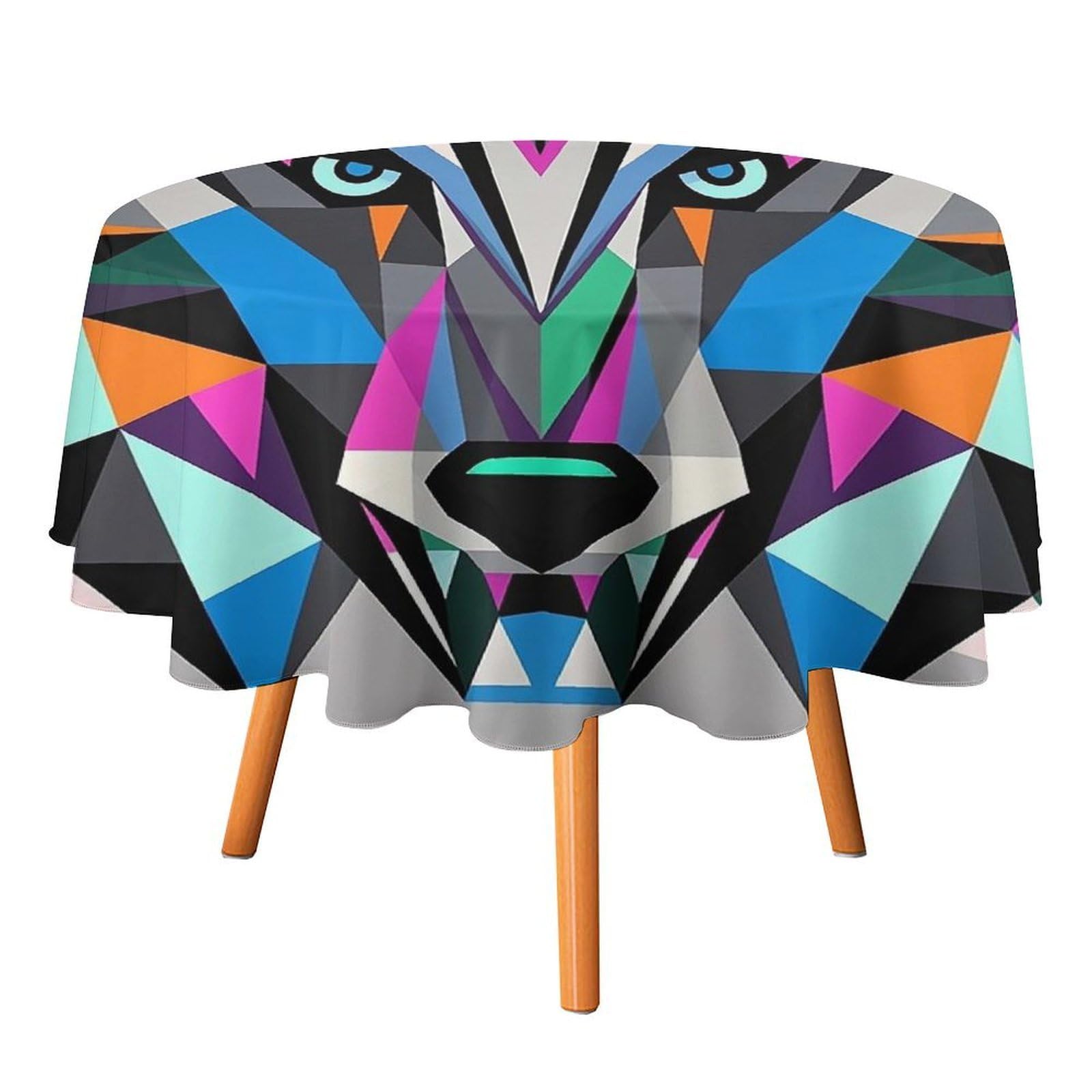 SMAZDFXX Coyote, Wolf Beast Tablecloth for Restaurant, Round Polyester Table Cover 50x50in for Party