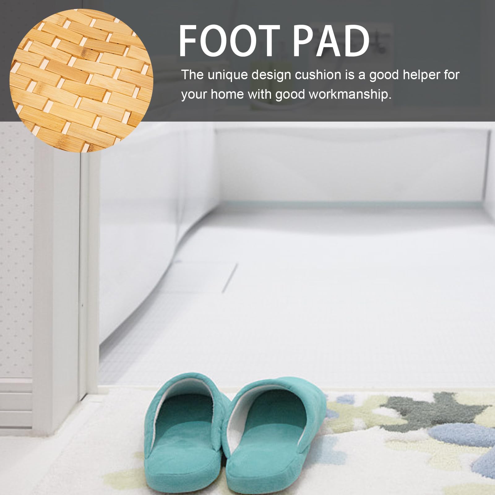 LALAFINA Fußmatte in Badezimmer für rutschfeste Zimmer Bambus Verschleißfestes Naturmaterial Braune Bambusmatte Blockförmigem Design and für Dormitorium