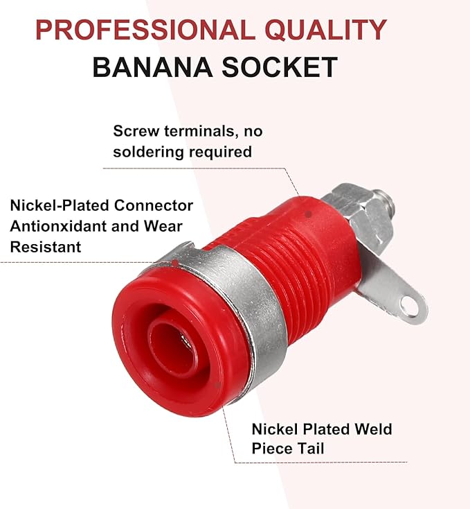 10 Conectores Banana 4mm Hembra MECCANIXITY Rojo/Negro miniatura 3