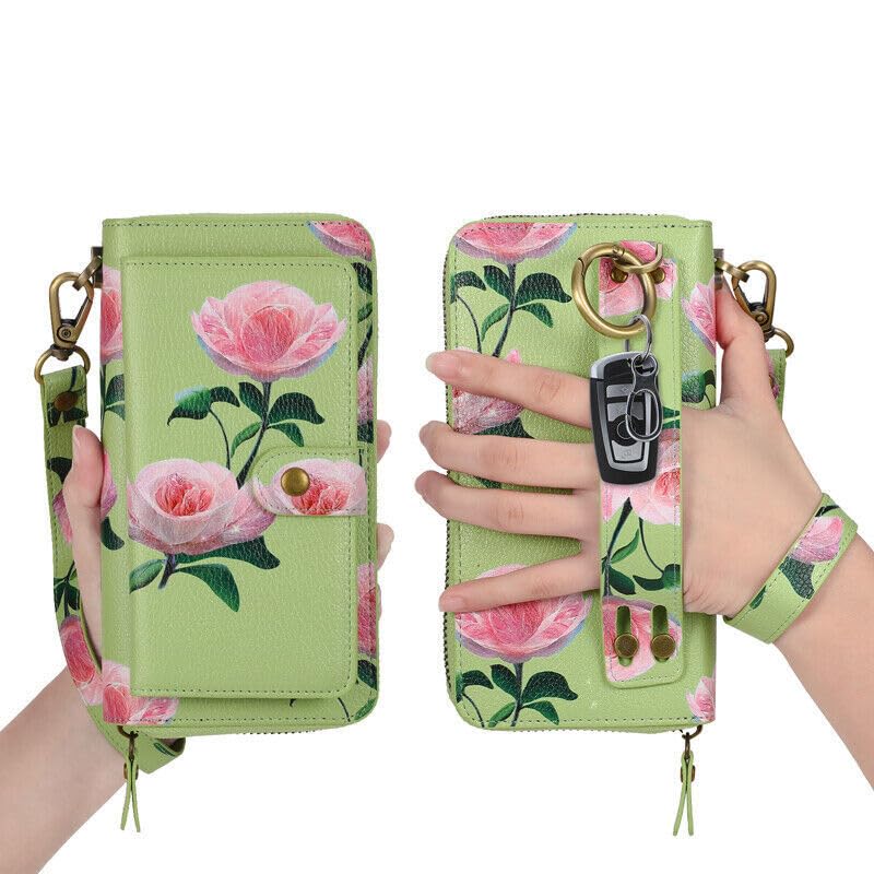 Étui portefeuille iPhone 13 Pro Max cuir vert avec rabat étui - 5