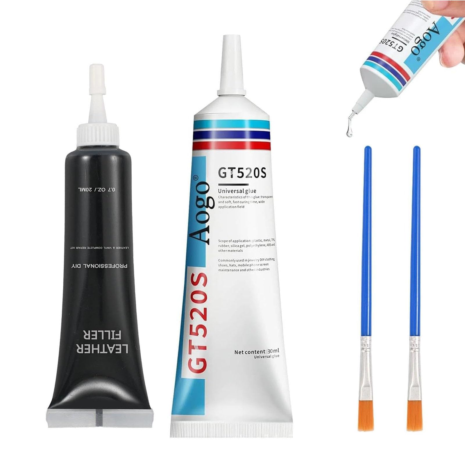 BUDOCI Leder Reparatur Set, Fiussigleder Reparatur Creme Set Schwarz Leder Repairing kit für Auto Lederlenkrad Sofa Jacke Geldbörse Gürtel Schuhe Kunstleder Kratzer Risse