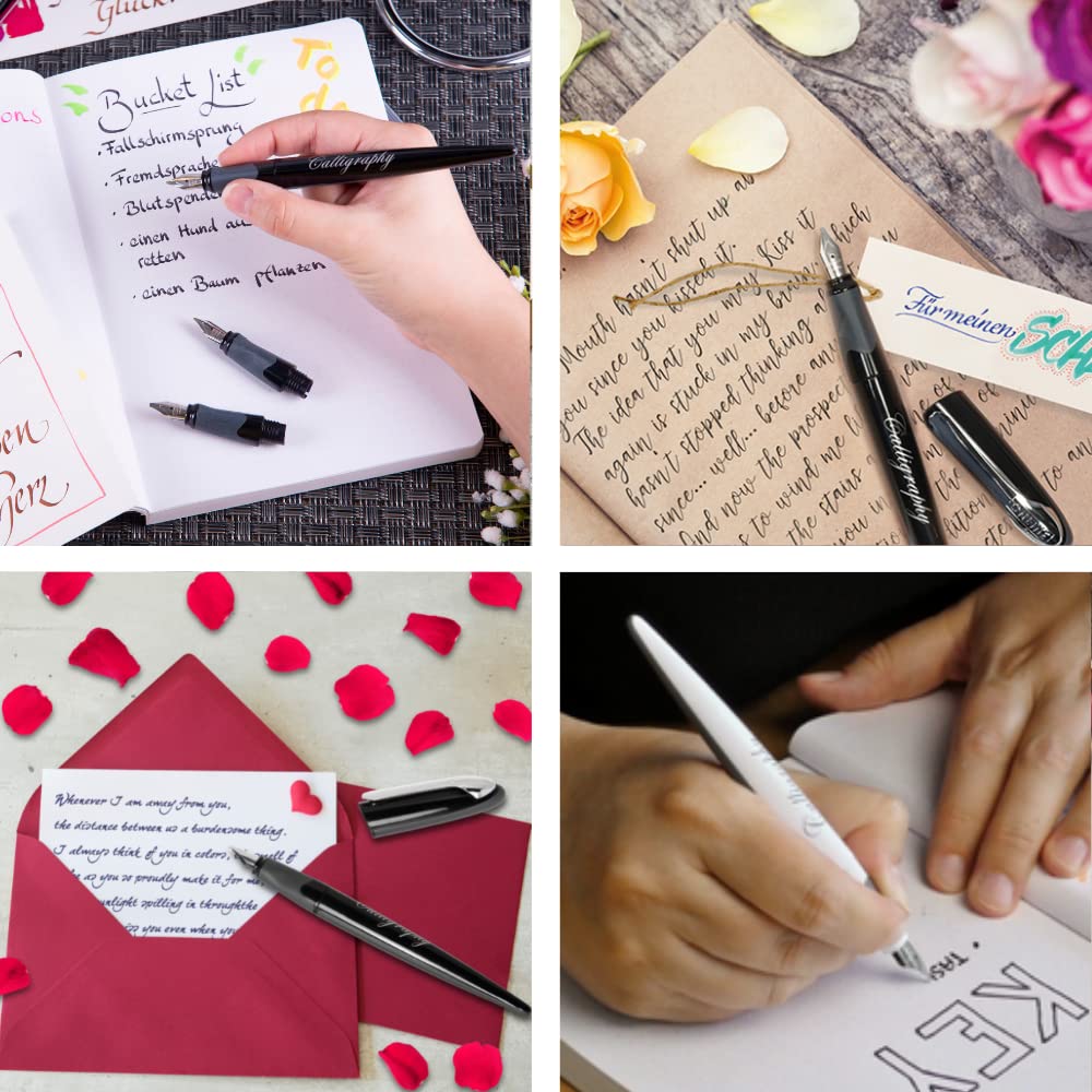 ARTIKEL 10011 Set kalligrafie vulpen Air wit incl. inkt 2 extra vulpenpunten