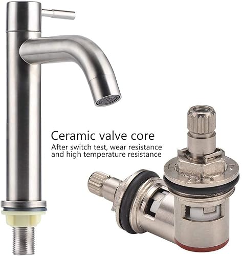 Miniatura 3 de Grifo frío único G12, cilindro cepillado de lujo con luz de acero inoxidablegrifo frío plano solo grifo de lavado grifo de agua grifo de agua