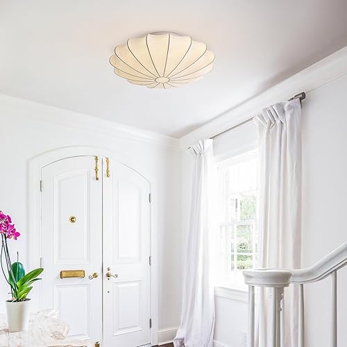 Miniatura 5 de Lámpara de techo japonesa de tela de seda blanca para dormitorio, luces cercanas al techo, retro vintage, lámpara de techo empotrada, lámpara de