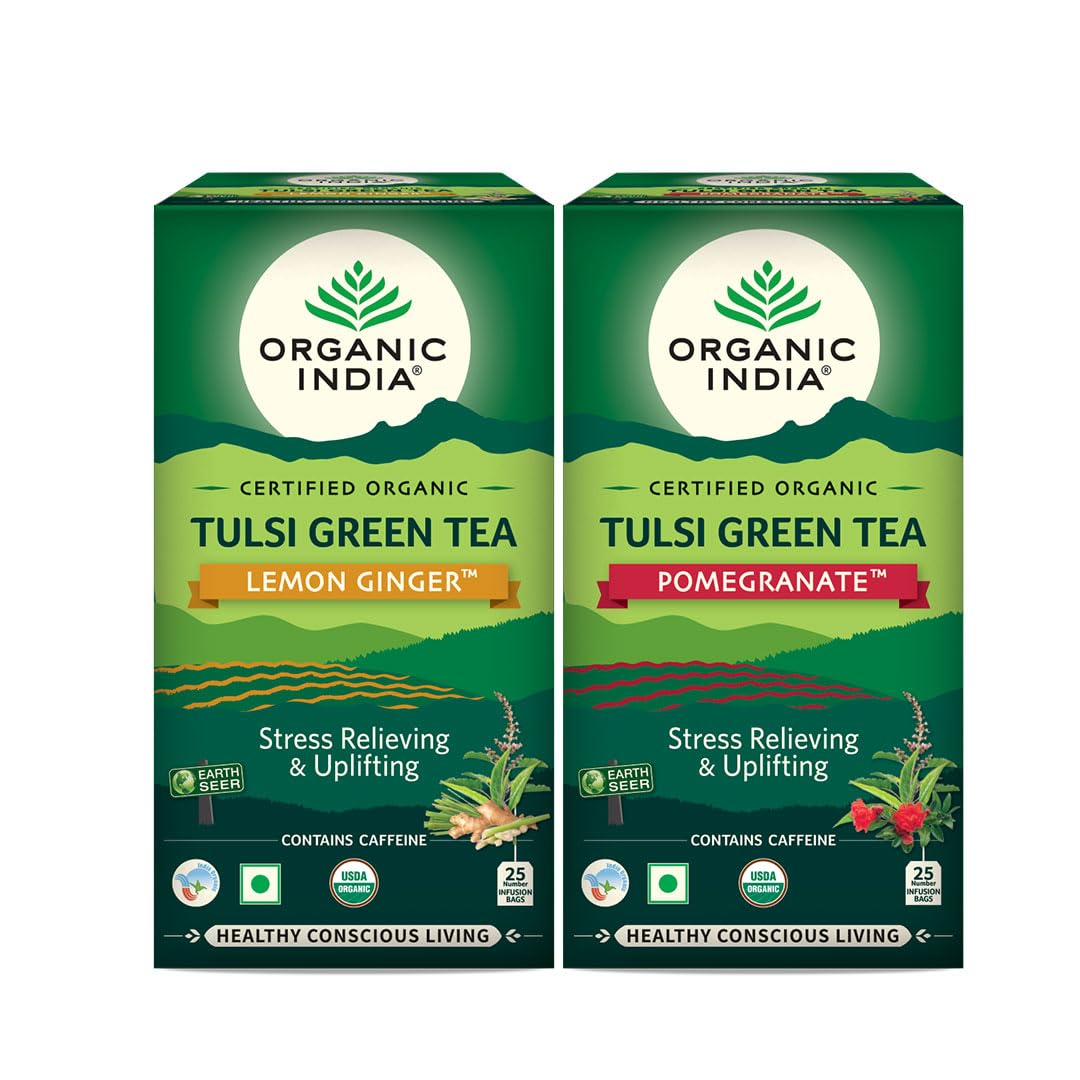 ORGANIC INDIA Tulsi Green Tea, (Lemon Ginger + Pomegranate) - Tea Bags, 100 Gm (B082PMZ1G5) Amazon Price History, Amazon Price Tracker