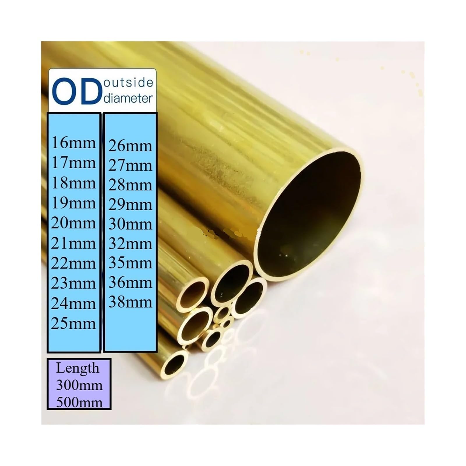 Tubo In Rame Da 1 Pezzo, In Ottone, Lunghezza 300 Mm, Lega Rotonda, Dritto, Diametro Grande(OD 17 x ID 14mm)