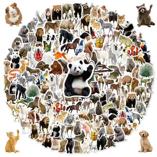 Anwyll 300Pcs Animal Stickers - Cute Animal Water Bottle Stickers Waterproof Vinyl Animals Sticker Bulk Self Adhesive Pet Reward Sticker for Sufari Party Teacher Classroom Back to School Decoration