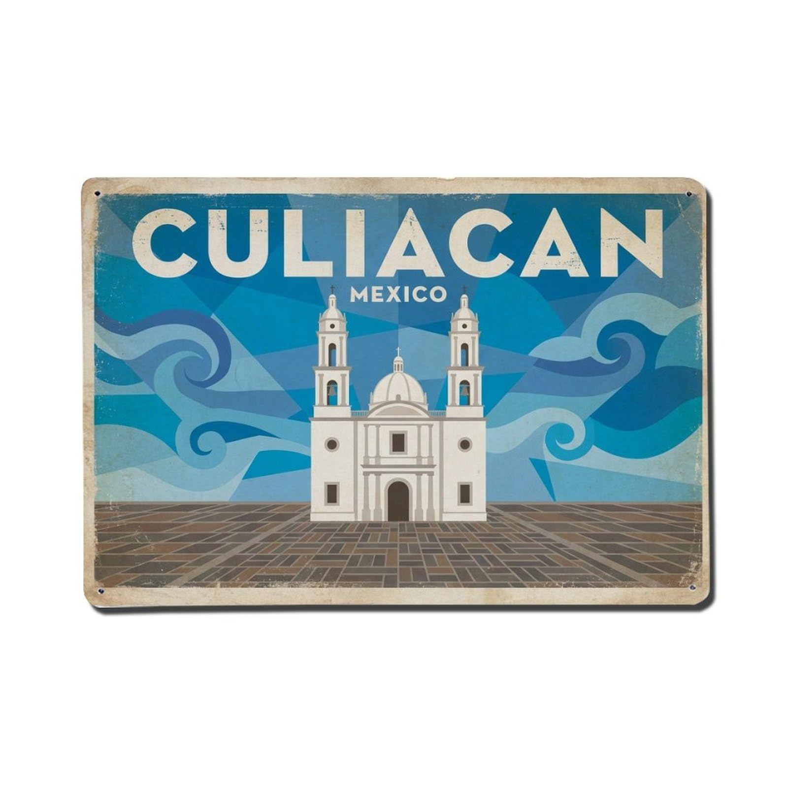 Cxhjca 8X12inch(20X30cm) Retro Travel Mexico Culiacan Metal Tin Sign