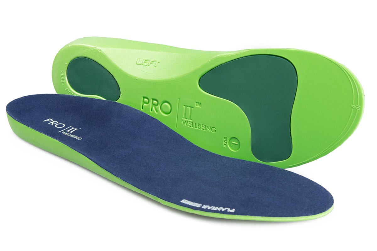 PRO 11 WELLBEING Orthotic Insoles Full Length with Arch Supports, Medium Arch, Unisex, Green, Shoe Insole, 9/10.5 UK