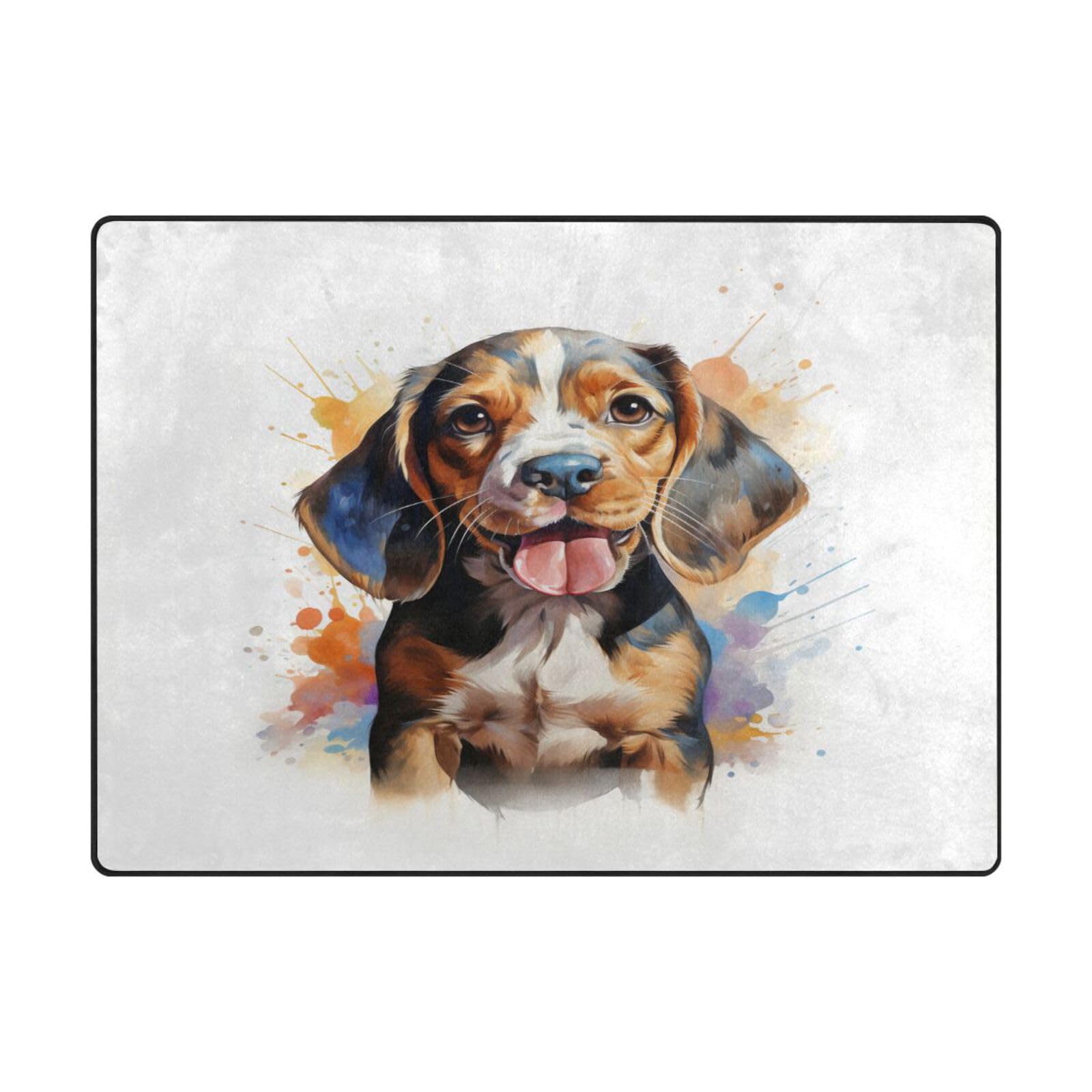Tapis de sol teckel aquarelle grand format 203x147 cm pour salon