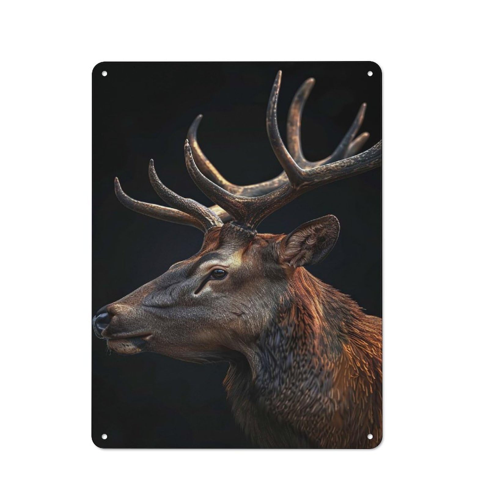 Junmoney Style-6 Metal Wall Sign 40X30cm Featuring Elk For Bar Or Restaurant, Gift For Bar Decor Enthusiasts During The Christmas Season