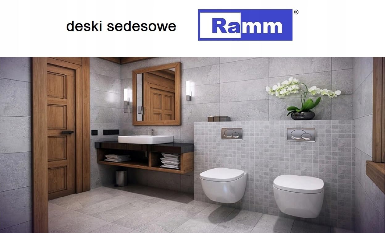Ramm Deska Sedesowa Wolnoopadająca Antybakteryjna do KOŁO STYLE, Biała, 43x36 cm, Duroplast, Obciążenie do 160 kg, Wyprodukowano w Polsce