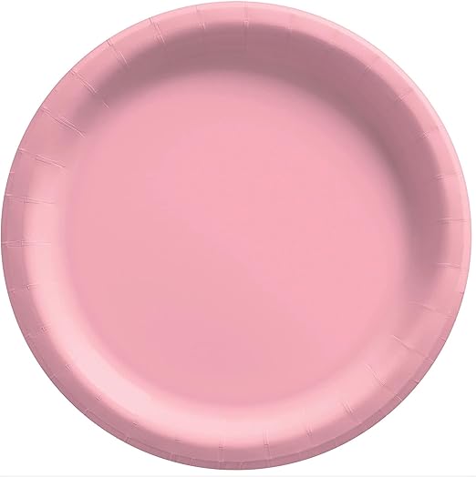 amscan Round Dinner Plates, 10 1/2", Pink