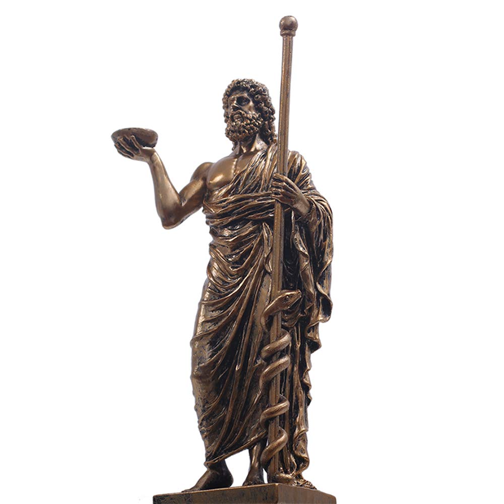 Escultura del Dios Médico Griego, Asclepio Estatua de Bronce de Medicina para Casa Escritorio Decoración