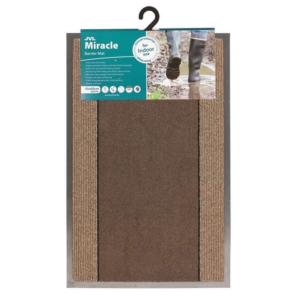 JVL Barrier Doormat - Machine Washable - 40x60cm - Brown