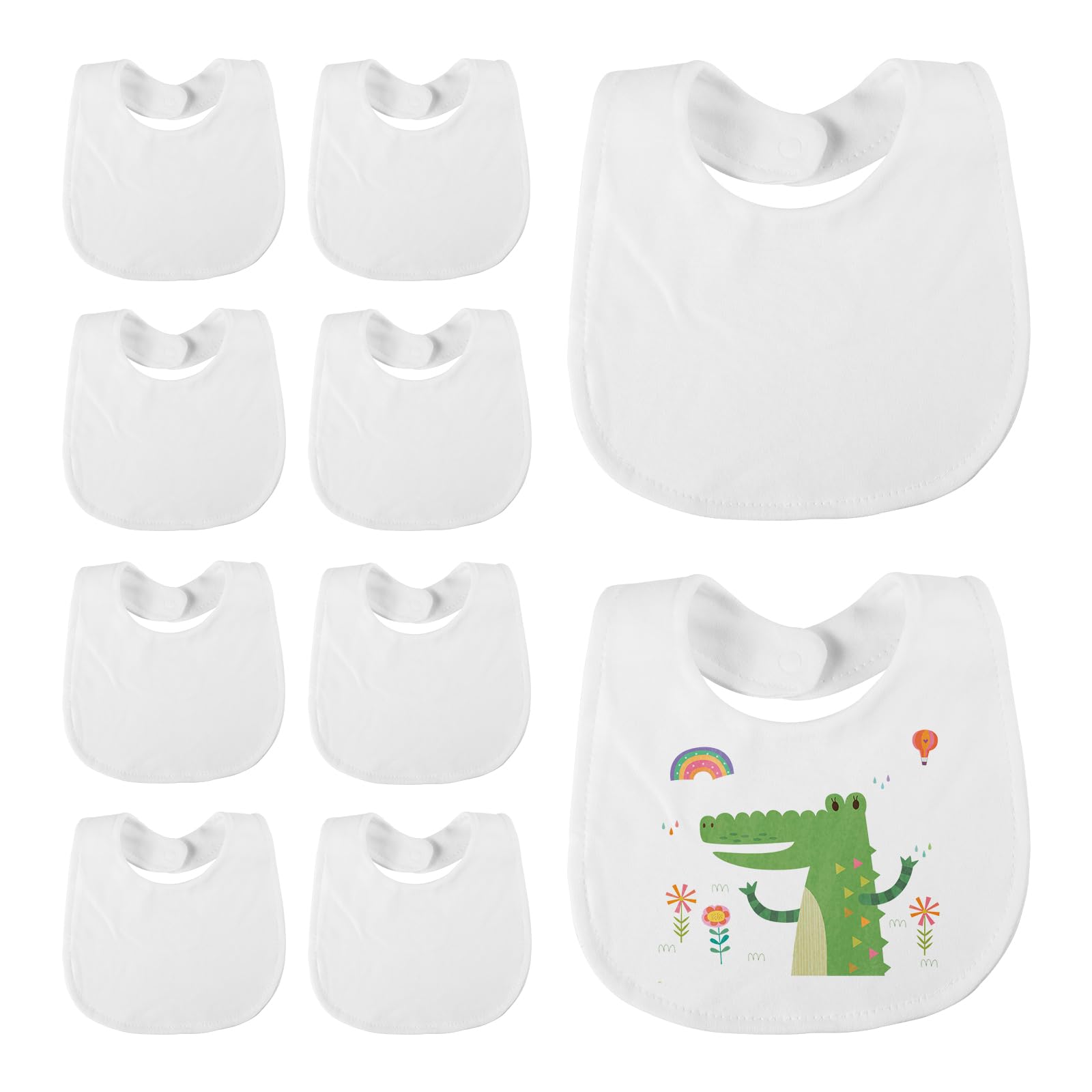 harupink Baby Lätzchen zum Bemalen 10 Stück,Halstuch Baby Verstellbare mit Druckknopf,Weiches und Hautfreundliches Material,Weiße Lätzchen bemalen Abwaschbar,Geschenk für Babyshower Party(Stil 1)