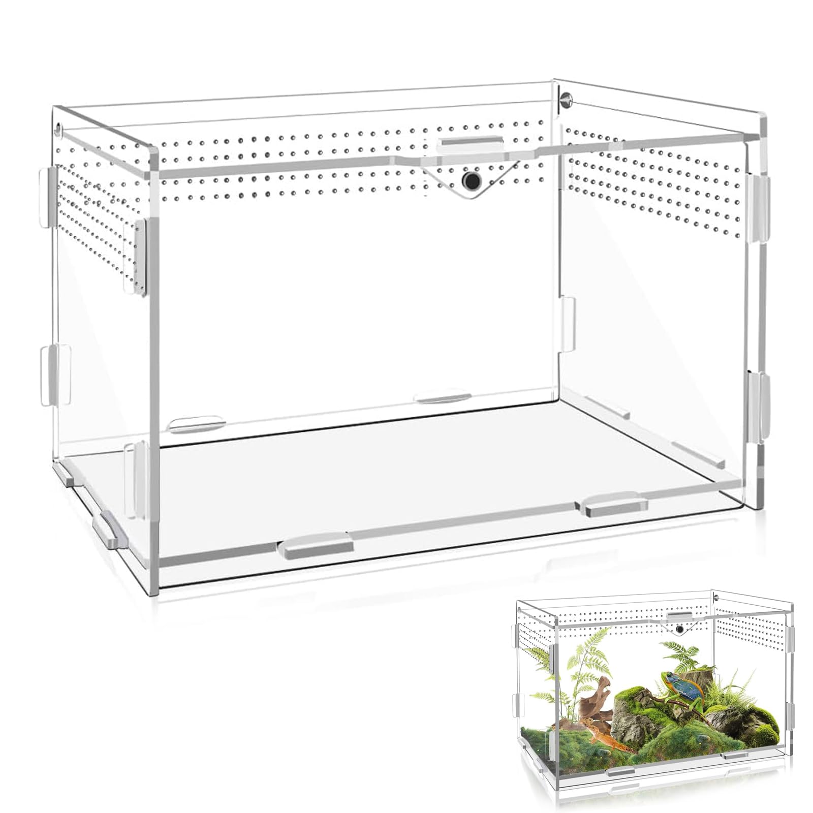 Przezroczyste akrylowe terrarium dla gadów i owadów – obudowa dla pająków, jaszczurek, żab, chrząszczy i innych owadów