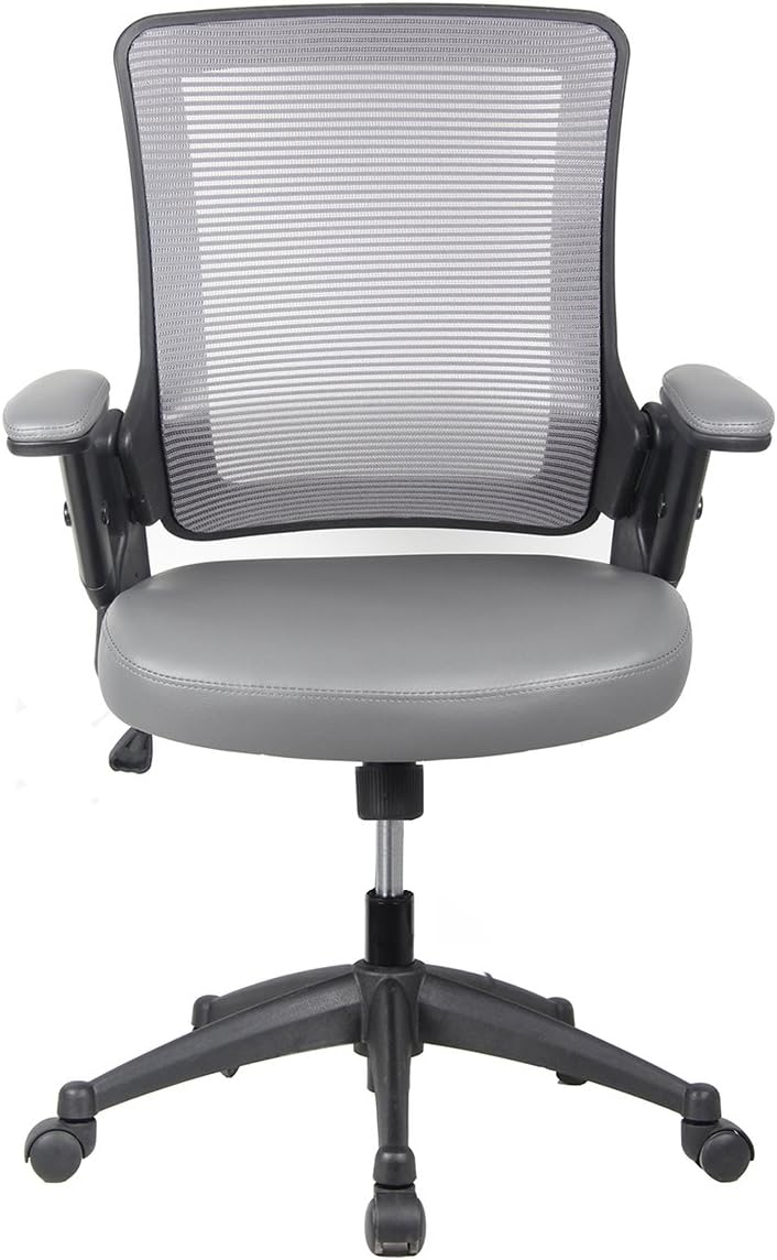 Techni Mobili Height Adjustable Arms Mid-Back Mesh Task Office Chair, 25" W x 25" D x 34" H, Gray