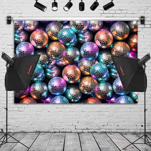 Fondo fotográfico bolas de disco retro 72x43 pulg miniatura 2