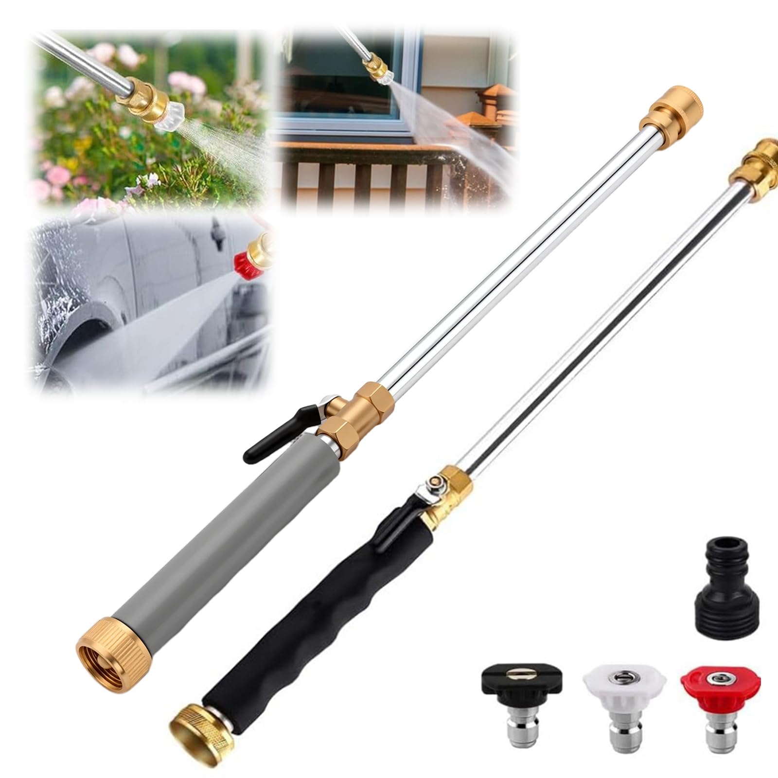 Jet Nozzle Power Washer for Garden Hose, 2026 Pressure Washer Wand with 3 Interchangeable Nozzles, Pressure Washer Nozzle with Adjustable Spray Patterns for Patio Garden Outdoor Cleaning (black,1pcs) — view 10