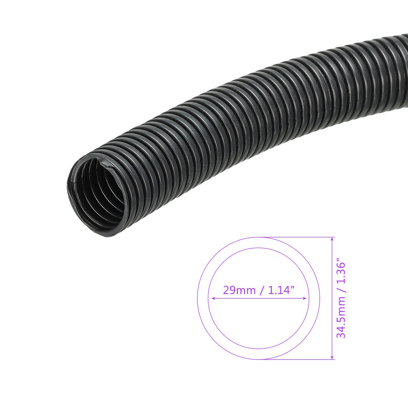 DMiotech 34,5mmx29mmx10m Plástico No-Dividido Corrugado Tubo Interior Exterior Cables Gestión para Envoltura Ordenado Oficina Jardín