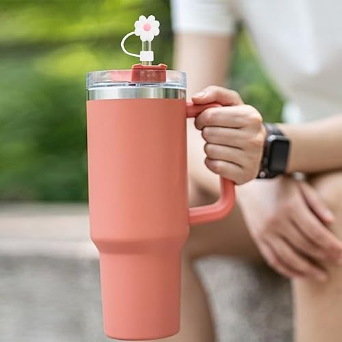 Miniatura 4 de Stanley Cup - Juego de 2 fundas de popote para copa Stanley de 30 y 40 onzas, 0.394 in, con diseño de flores, con dije de letra personalizada,