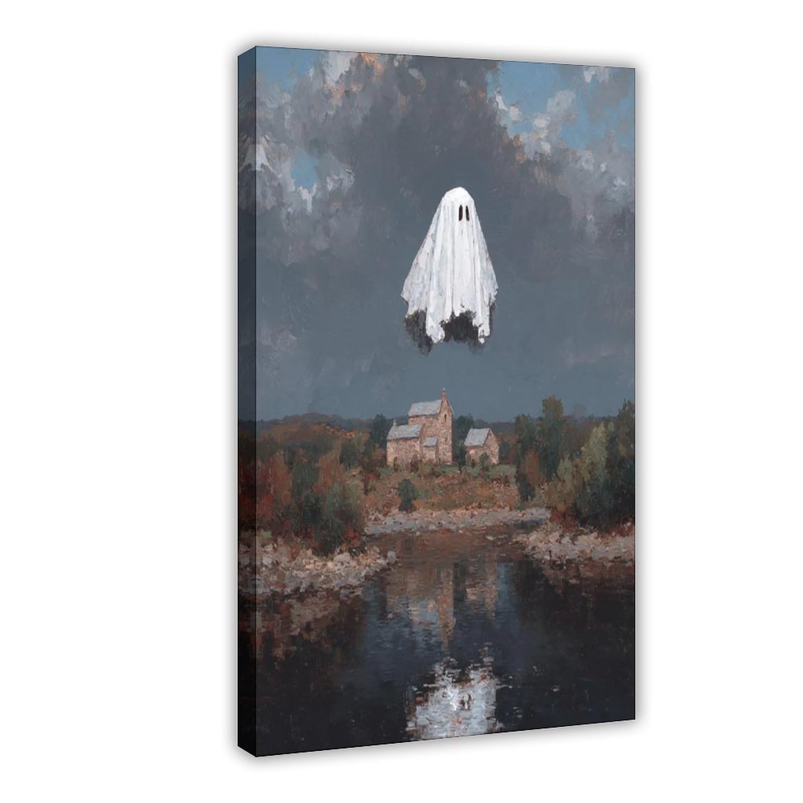 Bareronor Flying Ghost Canvas Poster Bedroom Decor Landscape Office Room Decor Gift 12" L X 18" W