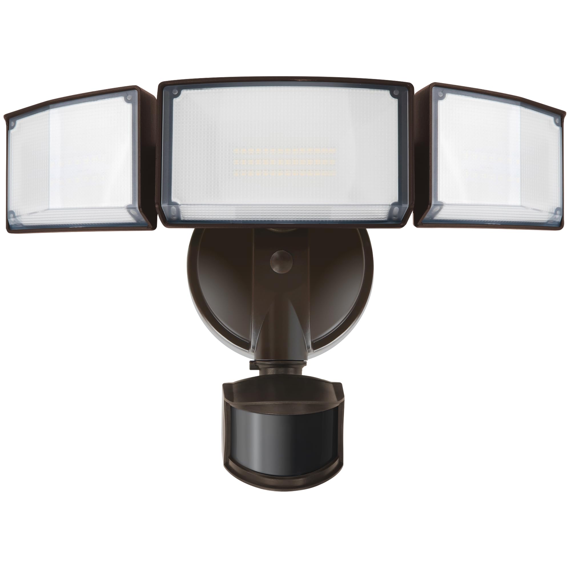 LUTEC 72W 7500LM LED Security Lights Motion Sensor Light Outdoor, 5000K Daylight, IP65 Waterproof, Dusk to Dawn, 3-Head Motion Detected Flood Light for Garage, Yard, Porch(Brown)