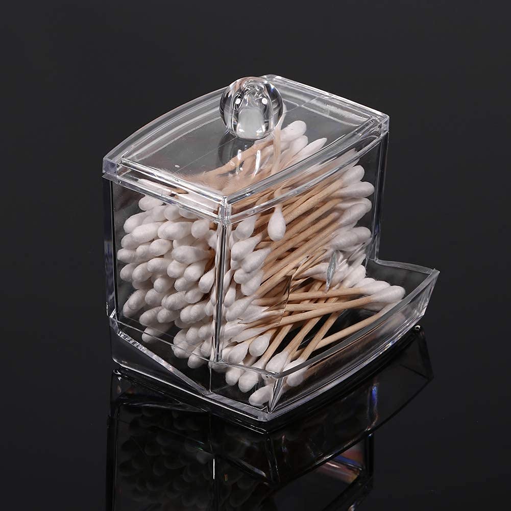 AUNMAS Bastoncillo De Algodón, Caja Transparente With Acceso Inferior Fácil Y Diseño Apilable For Almacenamiento De Cosméticos En Baño O Dormitorio Material Ps Transparente Tamaño 8.8 X 7
