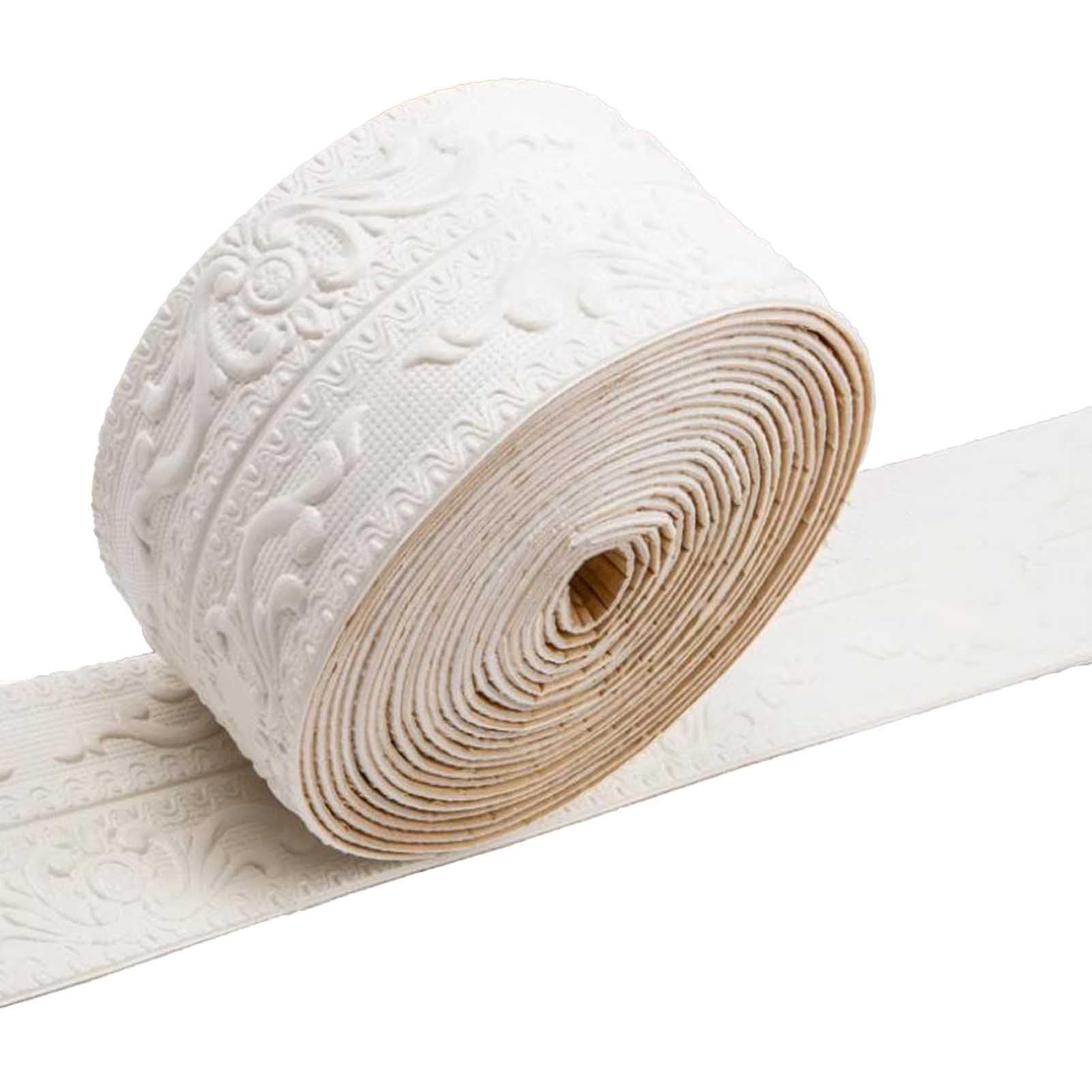 Samoprzyklejająca się krawędź tapety 3D， Self-Adhesive 3D Foam Wallpaper Border For Corners Ceilings Multicolor 12cm x 9.2m(White)