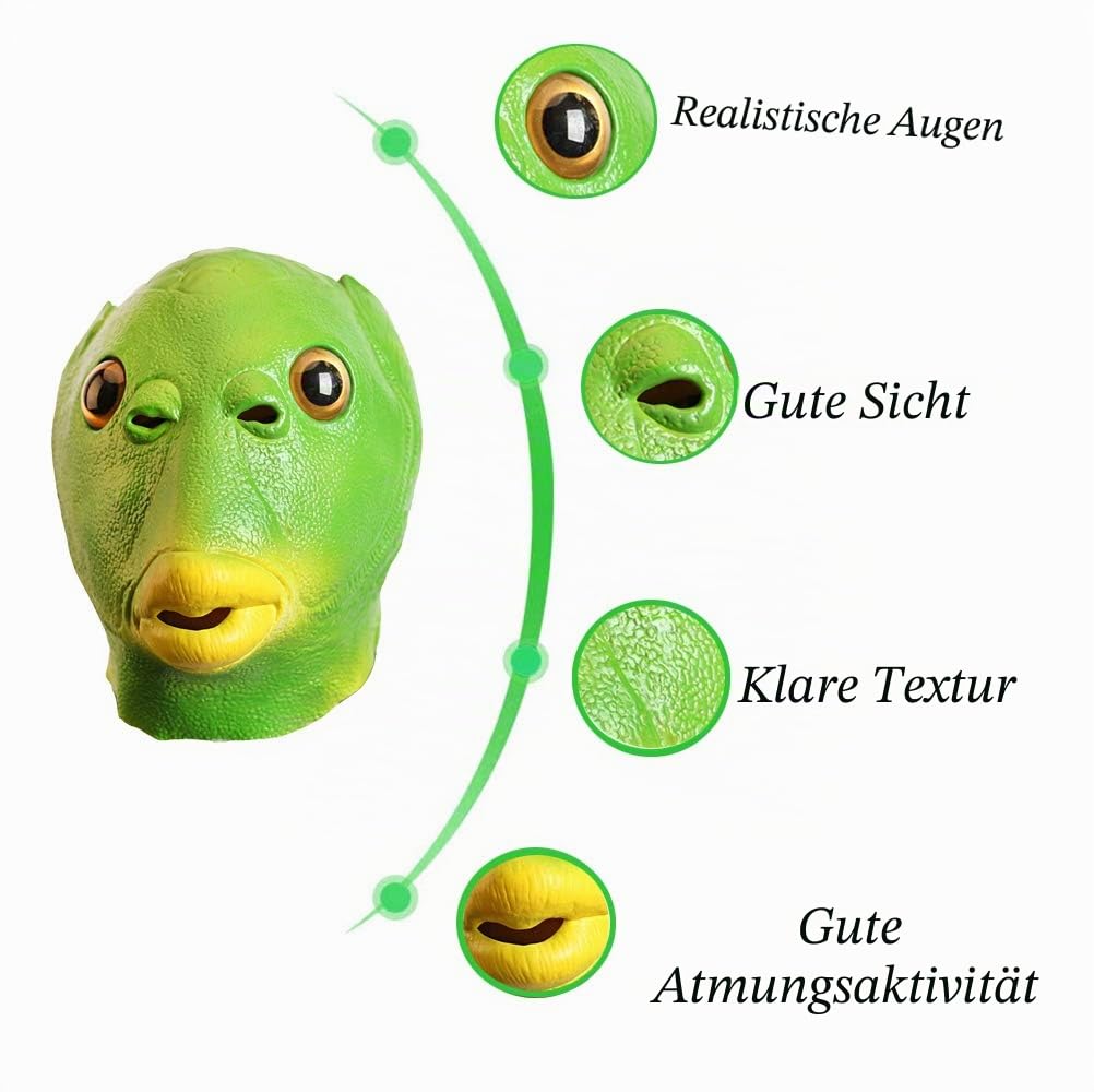 CreepyParty Fisch Maske Tier Latex Vollkopf Realistische Masken Für Halloween Karneval Kostüm Party Parade