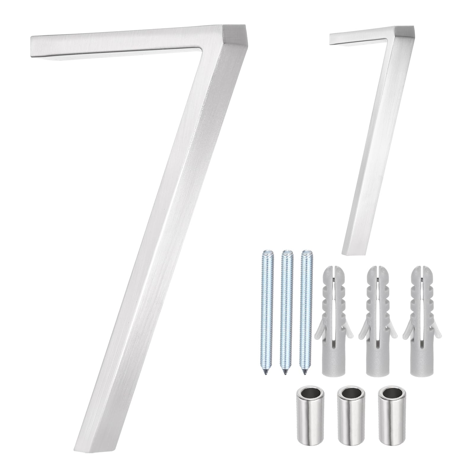 sourcing map Floating House Numbers, 5 Inch Solid Zinc Alloy Modern Address Number for Outside with Nails Kit for Home Street Office Mailbox Sign(Number 7, Silver) โ image 1
