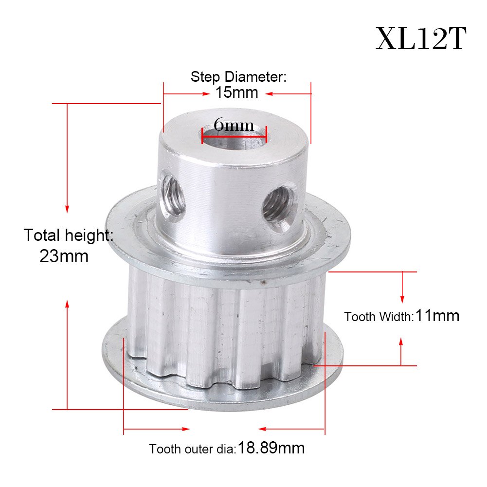 Cninba13 6mm Bore XL 12 Teeth Timing Belt Pulley for 3D Printer 10mm Width Belt