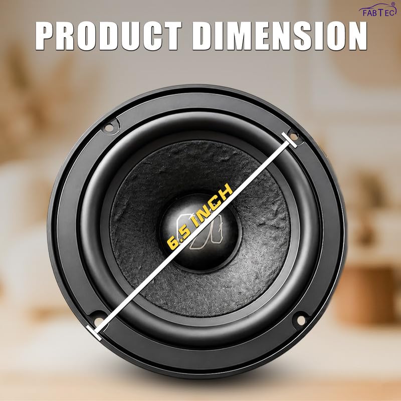 Image of FABTEC 80w RMS /450w Peak Power Mid Range 6.5 Inch 4 Ohm Speaker for Cars, Bookshelf Monitors, Hi-Fi Systems & DIY Projects (Set of 2)