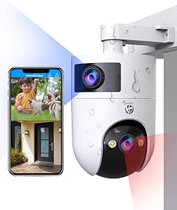 JOOAN 5G Dual Lens Security Camera Outdoor, Dual 2K 360° PTZ Cameras for Home Security, Plug-in 2 in 1 WiFi Camera, 2 Way Audio IP66 Waterproof Motion Detection Auto Tracking Alert Works with Alexa asin的图片