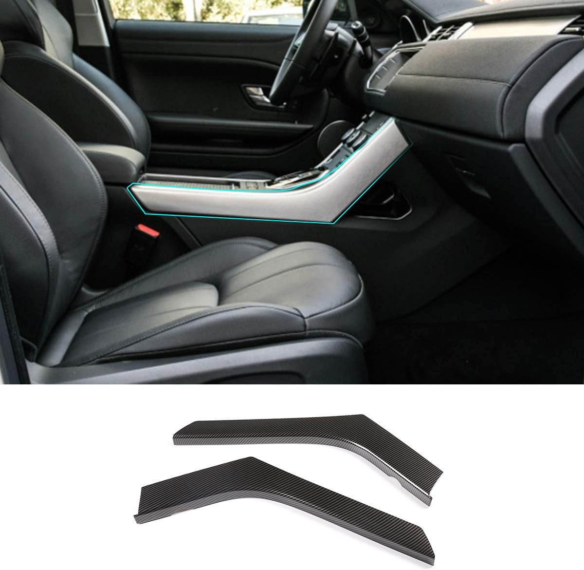 Car ABS Interior Center Console Side Decoration Strips Panel Trim for Land Rover Range Rover Evoque 2012-2019 Auto Accessories (Carbon Fiber)