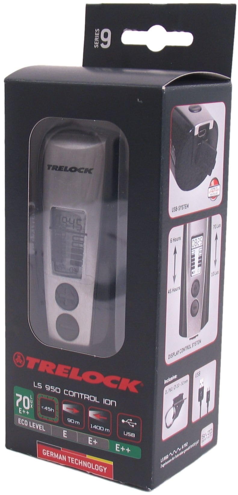 TRELOCK Fahrradlicht LS 950 Control Ion – 70 Lux – USB Aufladbar – 90 m Sichtweite – StVZO zugelassen