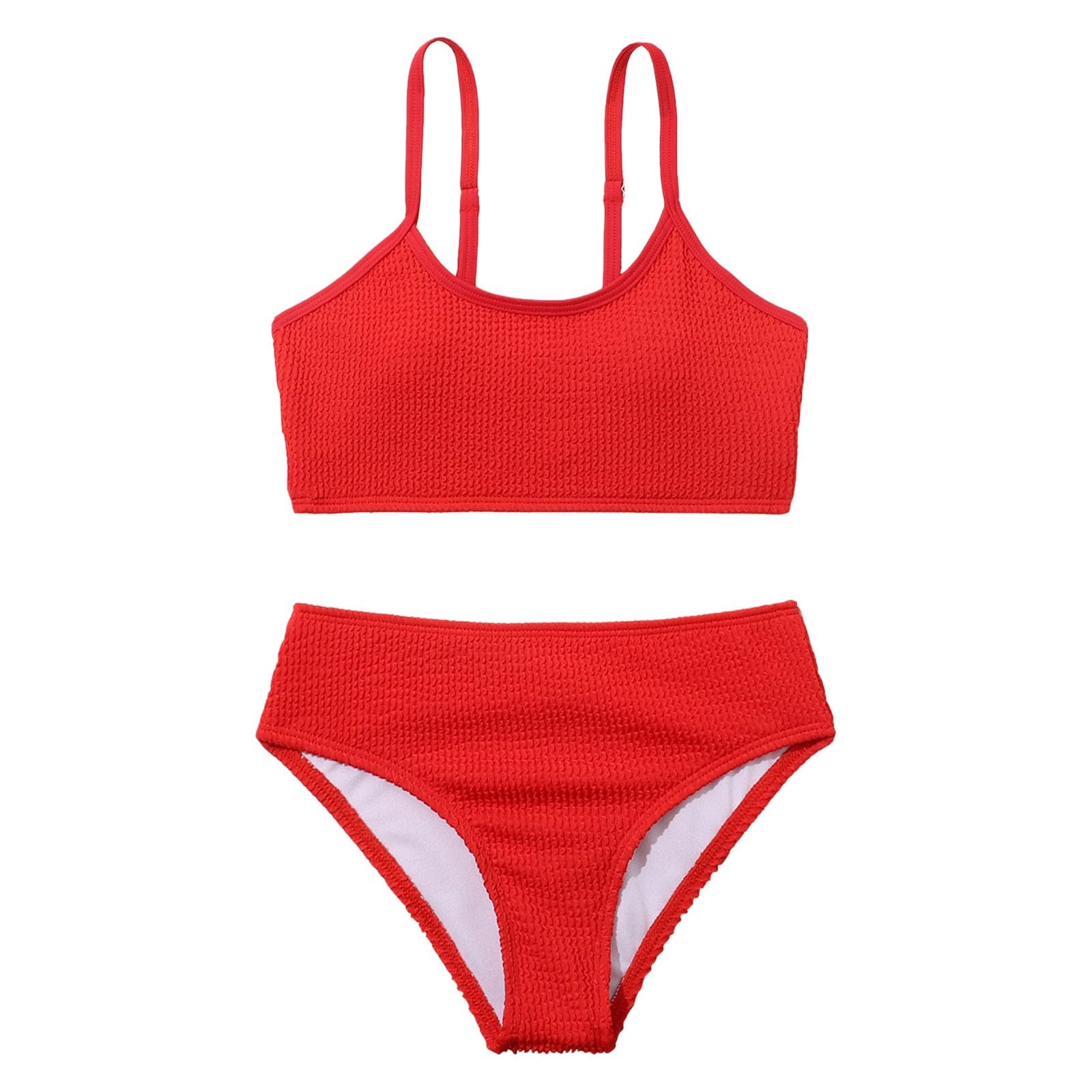 YCBMINGCAN Niño Niña 2 Piezas Traje de Baño Deporte Sólido Cintura Alta Bikini Conjunto Traje de Baño Traje de Baño Tamaño Niña Traje de Baño Mujer 40