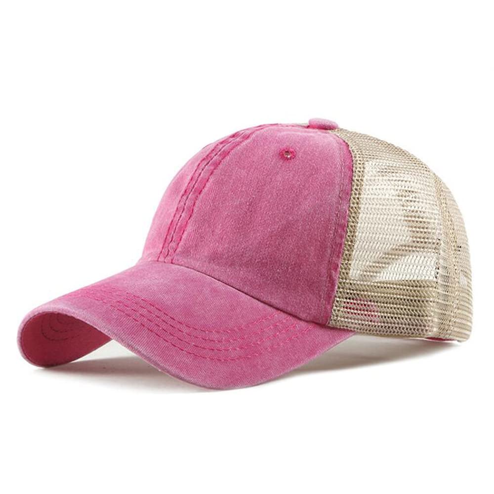 Croogo Vintage Washed Cotton Baseball Cap Breathable Mesh Back Hat Outdoor