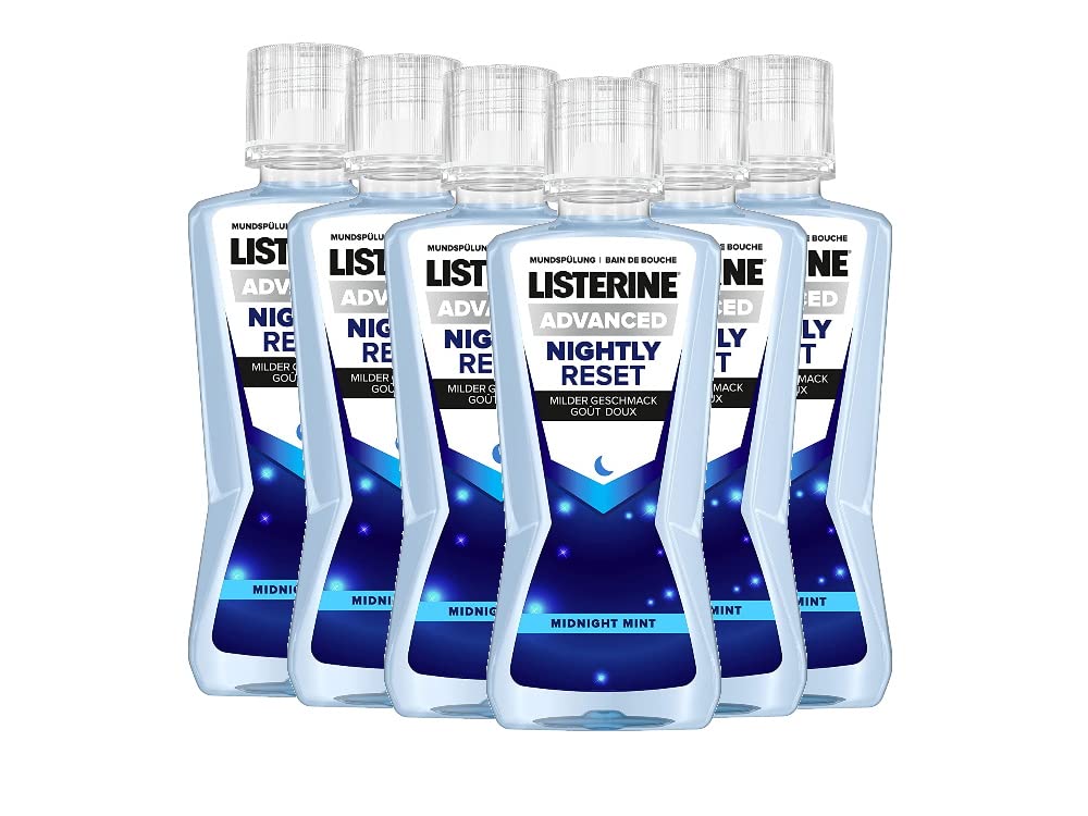 LISTERINE Advanced Nightly Reset milder Geschmack - Mundspülung zur Reminalisierung des Zahnschmelzes - bekämpft über Nacht die Spuren des Tages und reinigt tiefenwirksam (6 x 400ml)