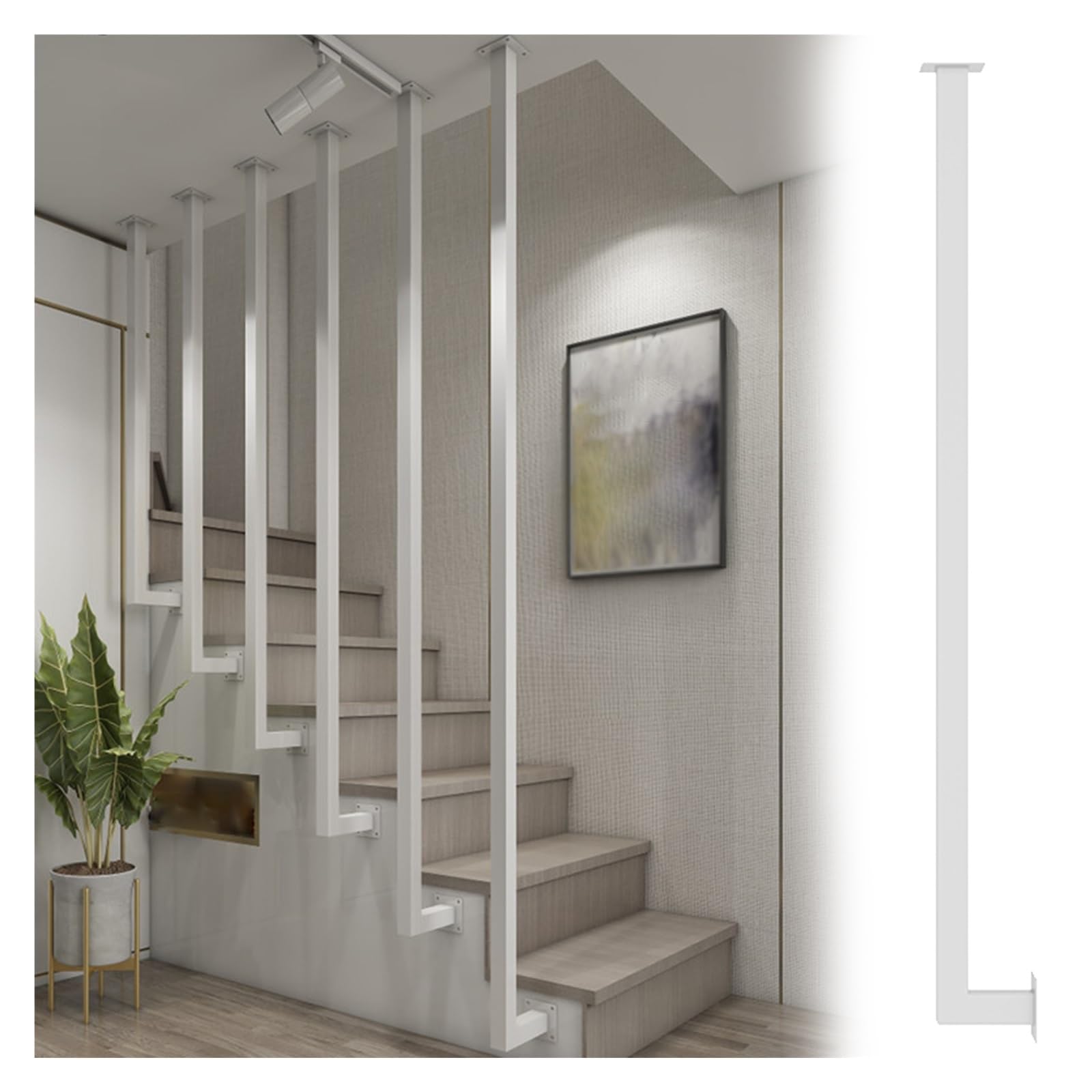 Garde Corps Escalier en Fer Blanc 205cm | Poteau et Balustre Sécurisé