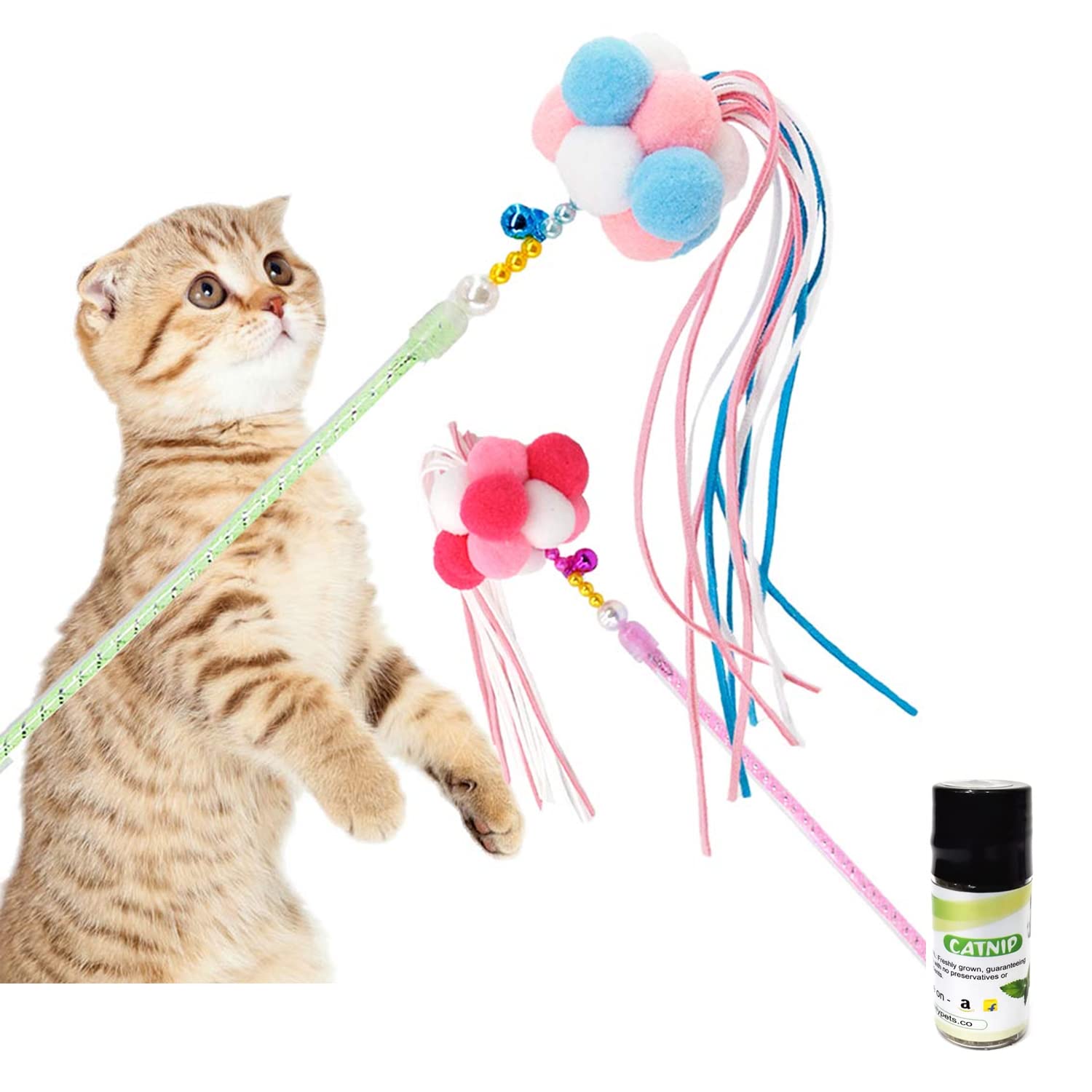 Emily Pets Interactive Cat Stick with Balls, Bells and Tassel for Cat (Pack of 2) (B09QL6QDGW) Amazon Price History, Amazon Price Tracker